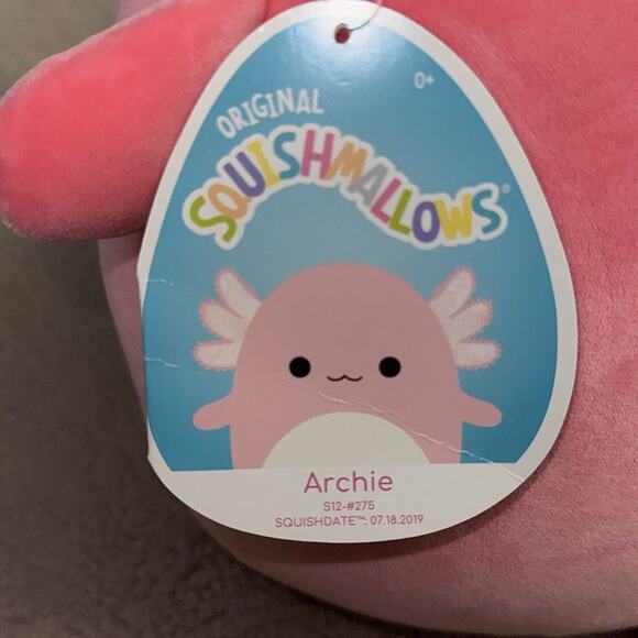 NWT Original Squishmallows, Archie the Axolotl Squish Date 7-18-2019 - Picture 4 of 5